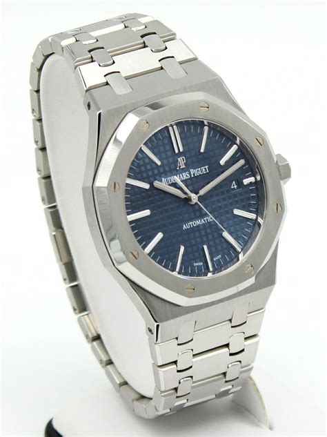 audemars piguet royal oak blue dial stainless steel watch|audemars piguet royal oak collection.